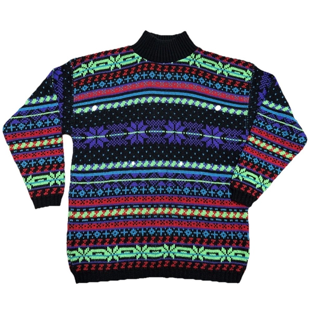 Vintage Croquet Club Sweater Snowflake Grunge Christmas Ski USA 90s Size M